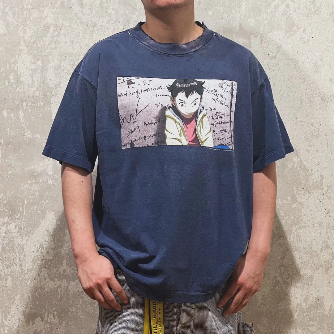 PLUTO x SAINT Mxxxxxx PLUTO SS TEE/Pluto co-branded retro tee Pluto distressed hole short sleeves Washed blue S-XL The washing and destruction process have reached the highest peak in the brand's history The real thing is quite acceptable This tee is derived from Osamu Tezuka's landmark masterpiece Customized original consistent main mark/wash mark Original consistent cylindrical OE yarn fabric
